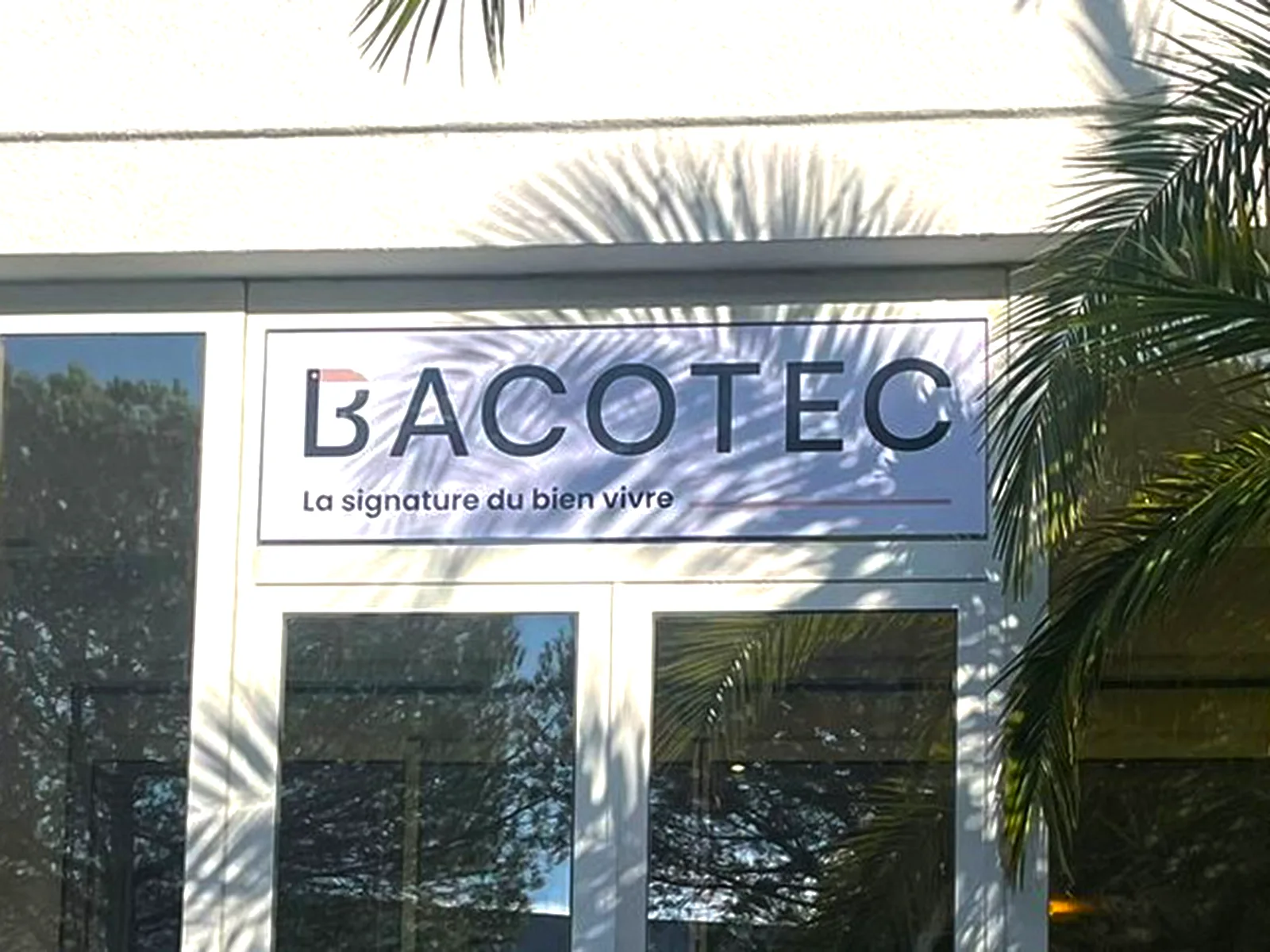 Habillage complet de vitrine en adhésif imprimé pour Bacotec à Montpellier