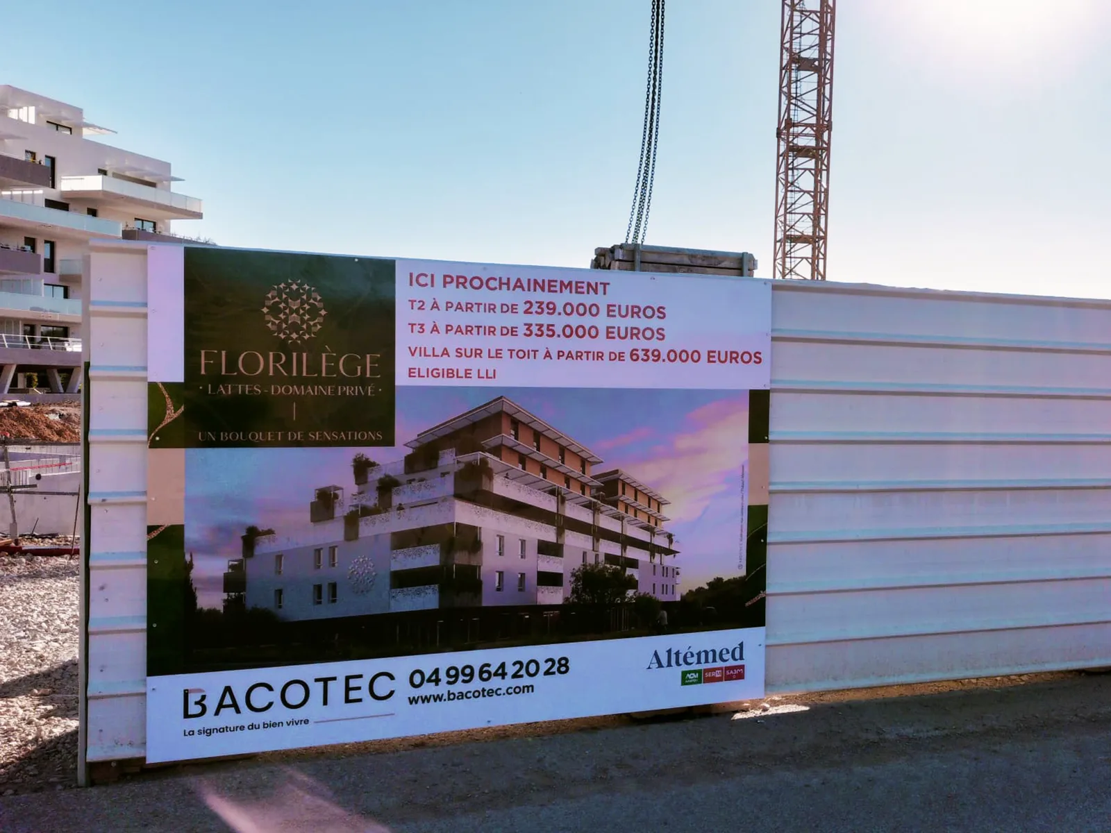 Habillage d’une palissade publicitaire de chantier pour Bacotec à Lattes