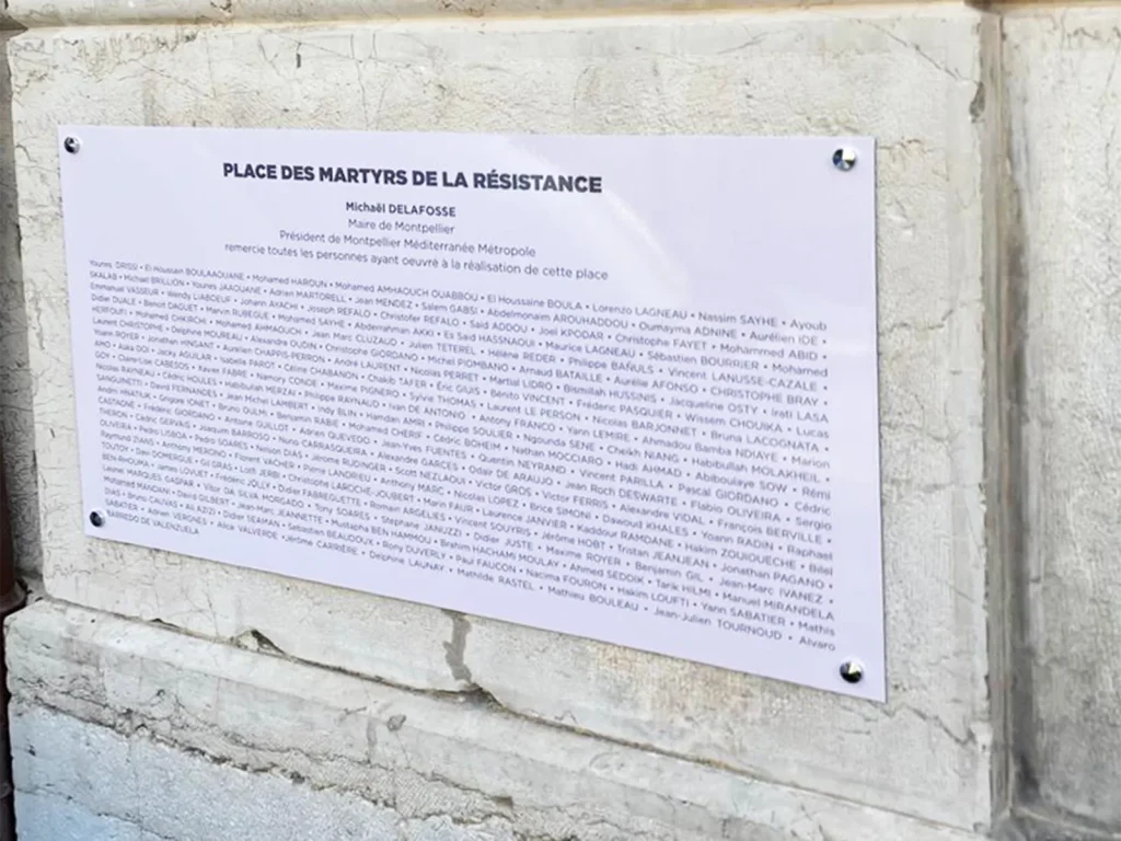 Fabrication de la plaque inaugurale de la place des Martyrs de la Résistance pour SA3M à Montpellier
